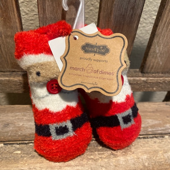 Mud Pie Santa Claus Socks 0-12 Months, Chenille Christmas Socks, Baby Socks - Picture 2 of 13